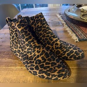Born Leopard Print Ankle Booties Sz 6.5 Women Shoes